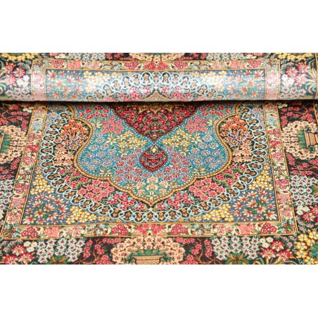 Tappeto Ghom seta Persia marrone grigio 78x117