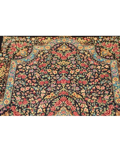 Tappeto Ghom seta Persia marrone grigio 78x120