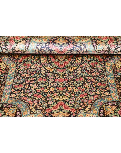 Tappeto Ghom seta Persia marrone grigio 78x120