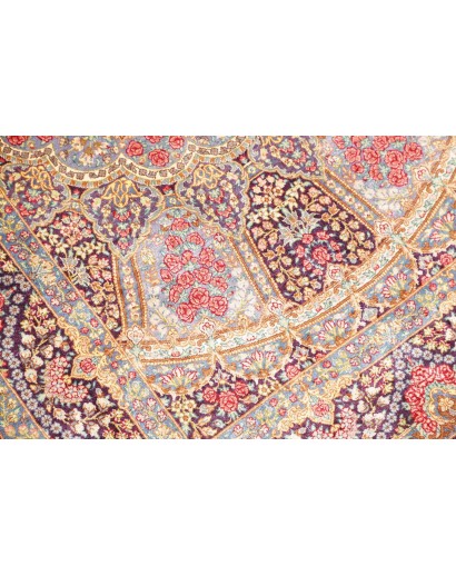 Tappeto Ghom seta Persia marrone azzurro 81x123