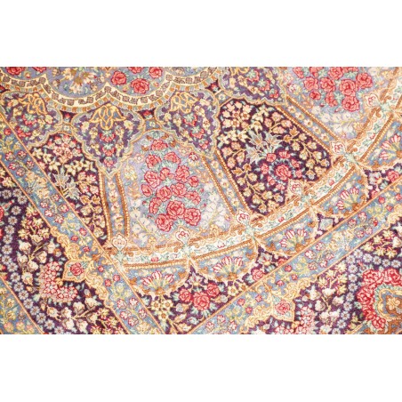 Tappeto Ghom seta Persia marrone azzurro 81x123