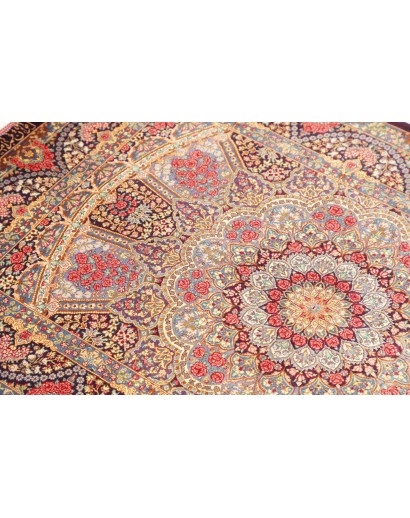 Tappeto Ghom seta Persia marrone azzurro 81x123