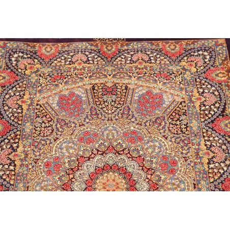 Tappeto Ghom seta Persia marrone azzurro 81x123