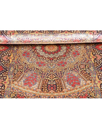 Tappeto Ghom seta Persia marrone azzurro 81x123