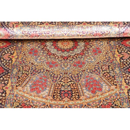 Tappeto Ghom seta Persia marrone azzurro 81x123