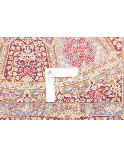 Tappeto Ghom seta Persia marrone azzurro 81x123