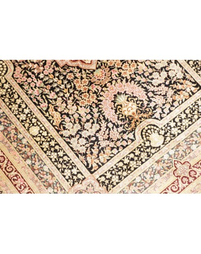 Tappeto Ghom seta Persia giallo marrone 79x118