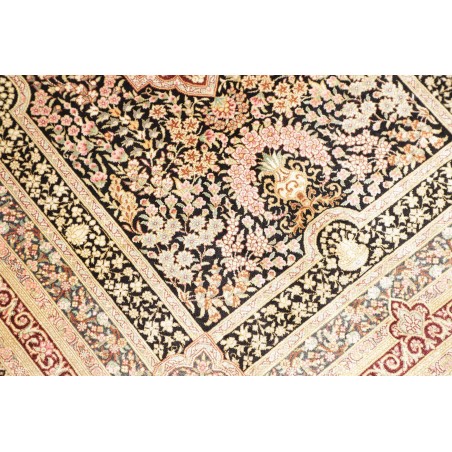 Tappeto Ghom seta Persia giallo marrone 79x118