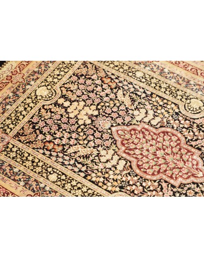 Tappeto Ghom seta Persia giallo marrone 79x118