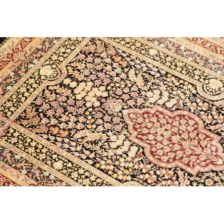 Tappeto Ghom seta Persia giallo marrone 79x118