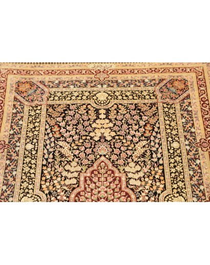 Tappeto Ghom seta Persia giallo marrone 79x118