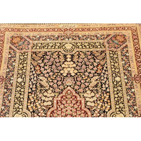 Tappeto Ghom seta Persia giallo marrone 79x118