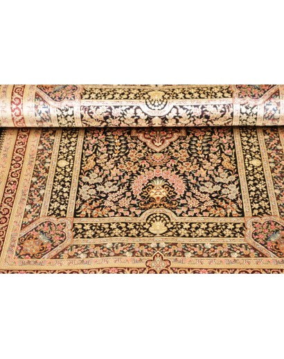 Tappeto Ghom seta Persia giallo marrone 79x118