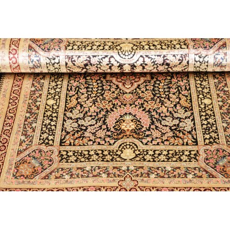 Tappeto Ghom seta Persia giallo marrone 79x118