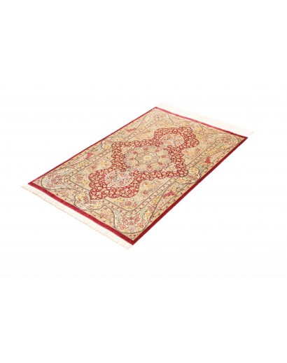Tappeto Ghom seta Persia giallo marrone 74x118