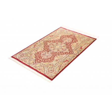 Tappeto Ghom seta Persia giallo marrone 74x118