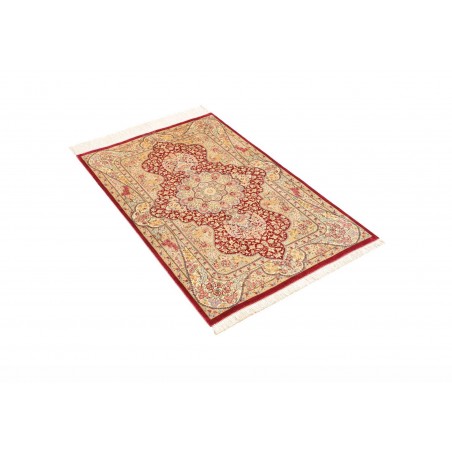 Tappeto Ghom seta Persia giallo marrone 74x118