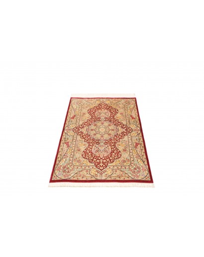 Tappeto Ghom seta Persia giallo marrone 74x118