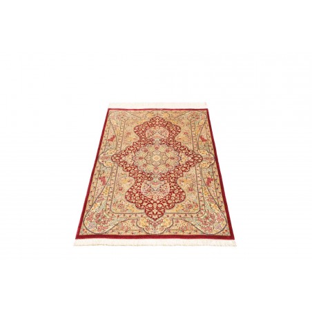 Tappeto Ghom seta Persia giallo marrone 74x118