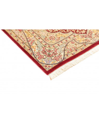 Tappeto Ghom seta Persia giallo marrone 74x118
