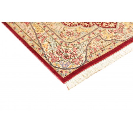 Tappeto Ghom seta Persia giallo marrone 74x118