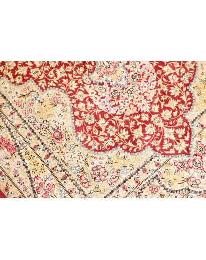 Tappeto Ghom seta Persia giallo marrone 74x118