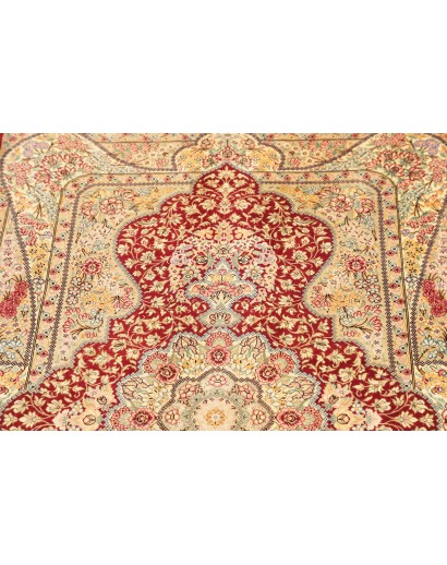 Tappeto Ghom seta Persia giallo marrone 74x118