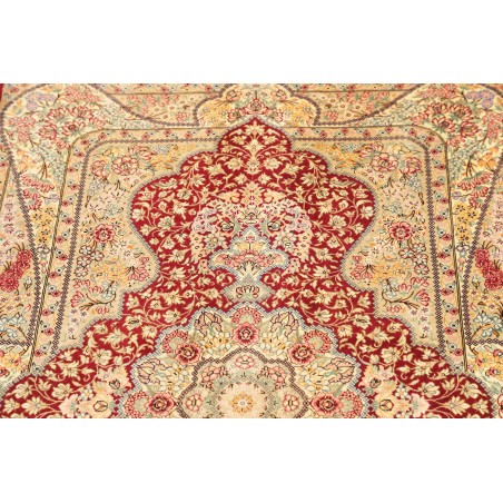 Tappeto Ghom seta Persia giallo marrone 74x118