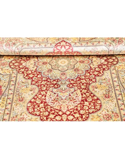 Tappeto Ghom seta Persia giallo marrone 74x118