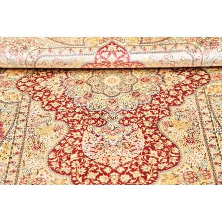 Tappeto Ghom seta Persia giallo marrone 74x118