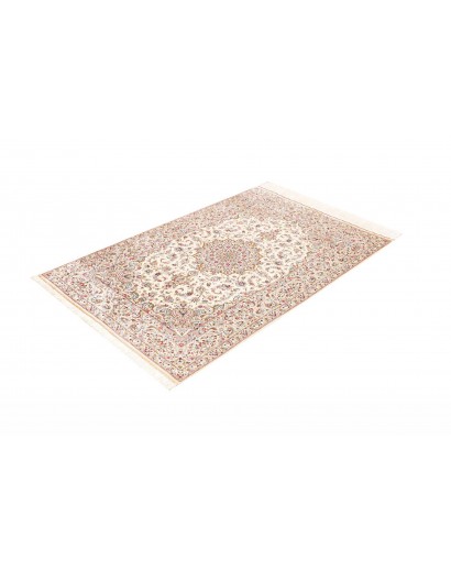 Tappeto Ghom seta Persia bianco marrone 99x150