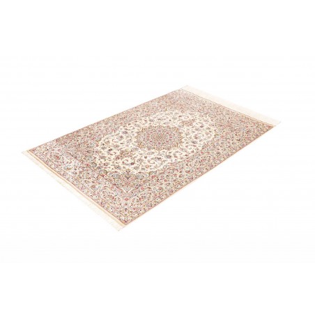Tappeto Ghom seta Persia bianco marrone 99x150