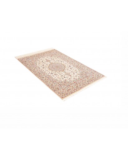 Tappeto Ghom seta Persia bianco marrone 99x150