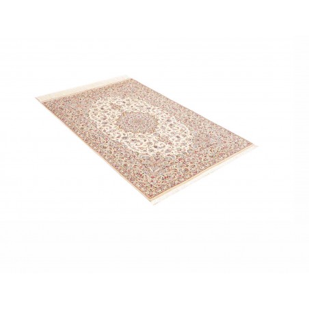 Tappeto Ghom seta Persia bianco marrone 99x150