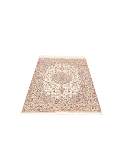 Tappeto Ghom seta Persia bianco marrone 99x150