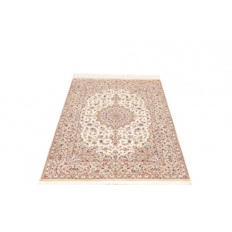 Tappeto Ghom seta Persia bianco marrone 99x150