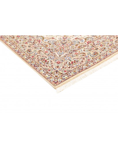 Tappeto Ghom seta Persia bianco marrone 99x150