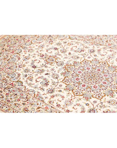 Tappeto Ghom seta Persia bianco marrone 99x150