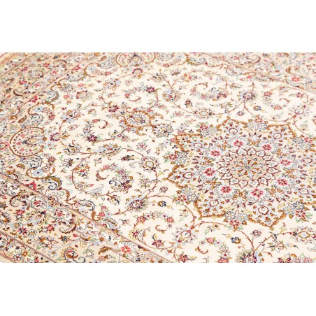 Tappeto Ghom seta Persia bianco marrone 99x150