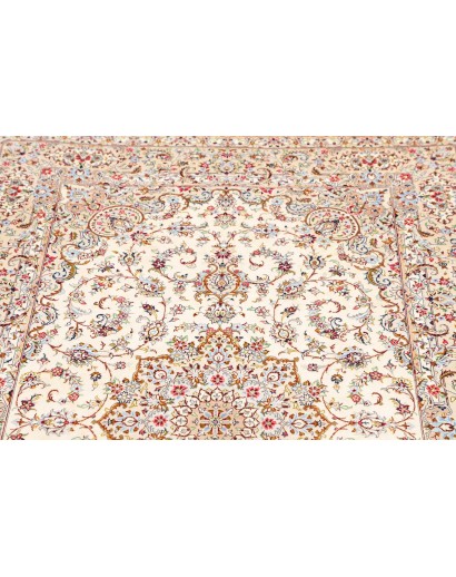 Tappeto Ghom seta Persia bianco marrone 99x150