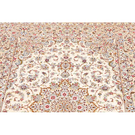 Tappeto Ghom seta Persia bianco marrone 99x150