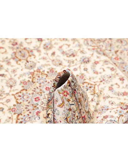 Tappeto Ghom seta Persia bianco marrone 99x150