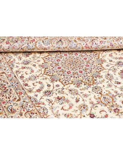 Tappeto Ghom seta Persia bianco marrone 99x150