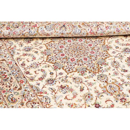 Tappeto Ghom seta Persia bianco marrone 99x150