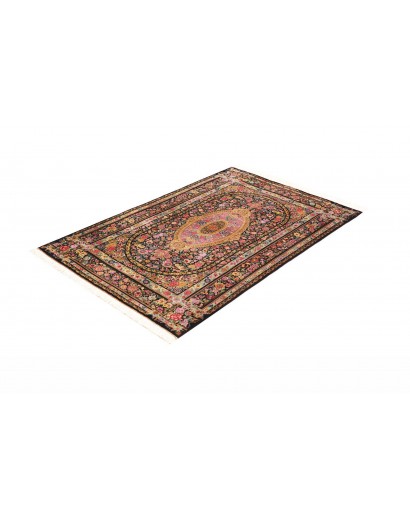 Tappeto Ghom seta Persia marrone 100x151