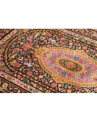 Tappeto Ghom seta Persia marrone 100x151