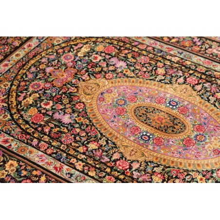 Tappeto Ghom seta Persia marrone 100x151