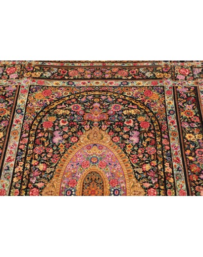 Tappeto Ghom seta Persia marrone 100x151