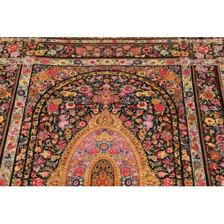 Tappeto Ghom seta Persia marrone 100x151