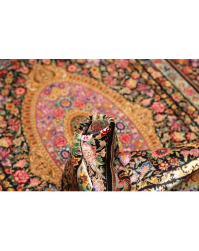 Tappeto Ghom seta Persia marrone 100x151